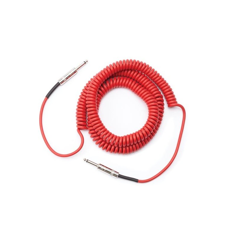 Custom Series Coiled Instrument Cable, rouge, 30' - 9m