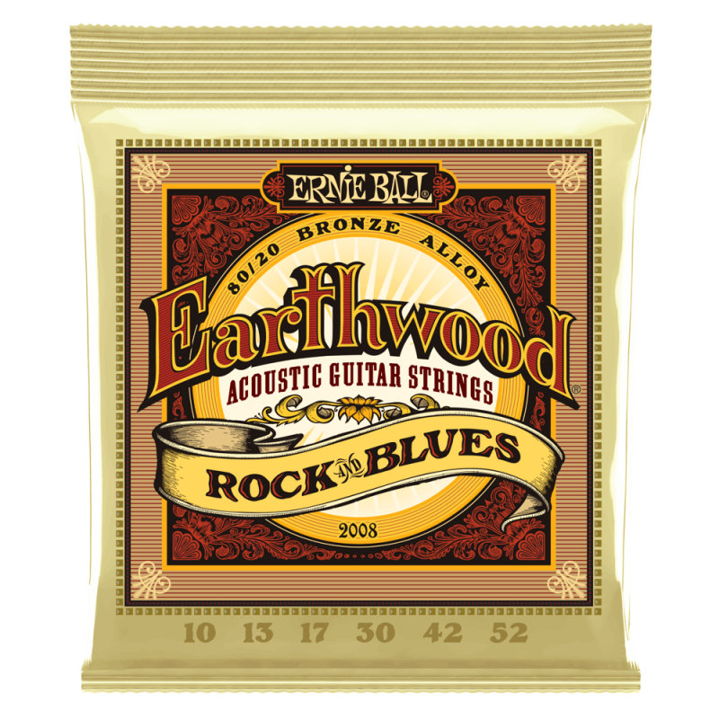 Cordes pour guitare acoustique folk EARTHWOOD ROCK AND BLUES W/PLAIN G 80/20 BRONZE ACOUSTIC GUITAR STRINGS - 10-52 GAUGE