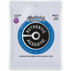 Cordes pour guitare acoustique folk Martin MA175 Custom Light (011-052)