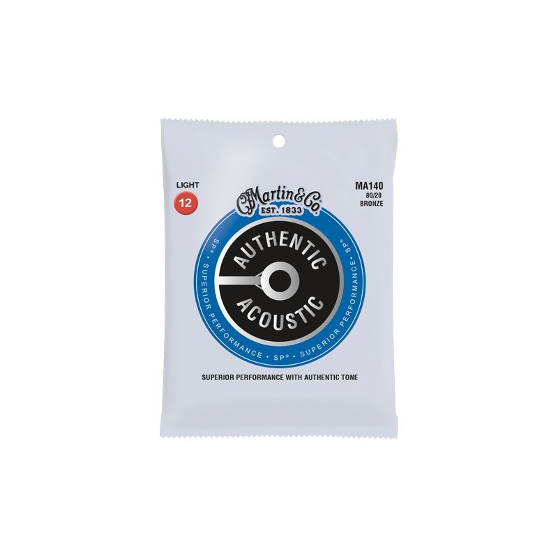 Cordes pour guitare acoustique folk Martin MA140 (.012-.054 light)