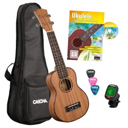 Ukulele Concert Mahogany Pack+Bag+Picks+ Book+Tuner CASCHA