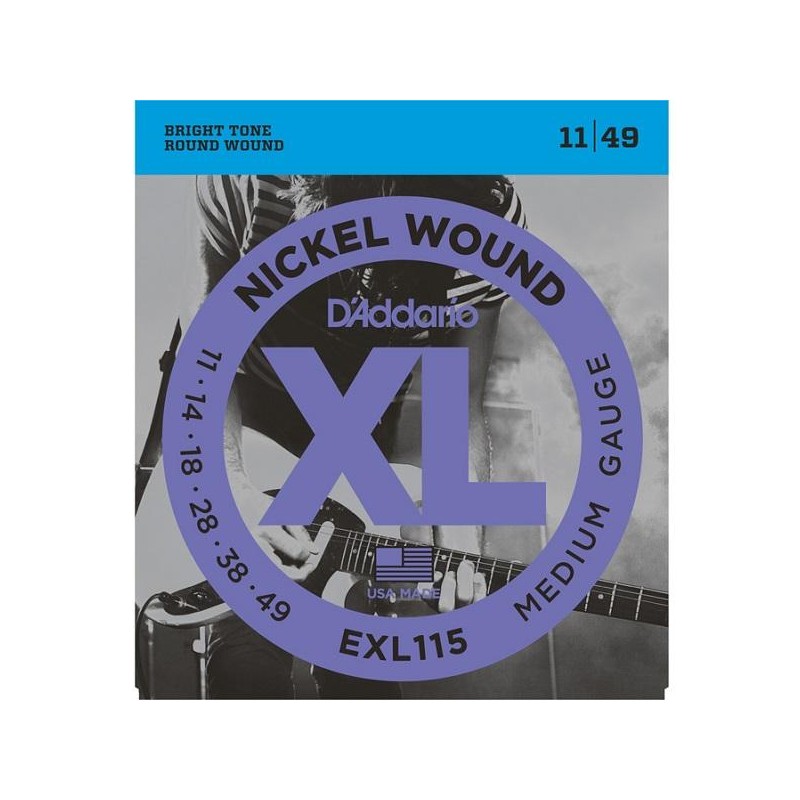 Cordes guitare électrique D'Addario EXL115 El. Nickel Round W. .011-.049 Jazz-Rock
