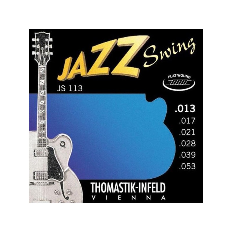 Cordes de guitare électrique à Filet Plat Thomastik Ac. Jazz Swing Series 013-053 Flat Wound Medium