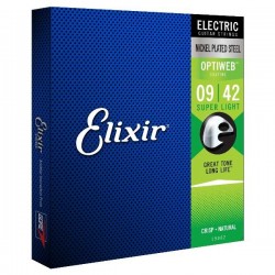 El. Cordes de guitare électrique Elixir OPTIWEB Coating .009-.042 Nickel Plated Steel, Super Light
