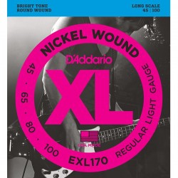 Cordes de basse électrique D'Addario EXL170 El. Bass .045-.100 Nickel R/W. Long Scale Soft