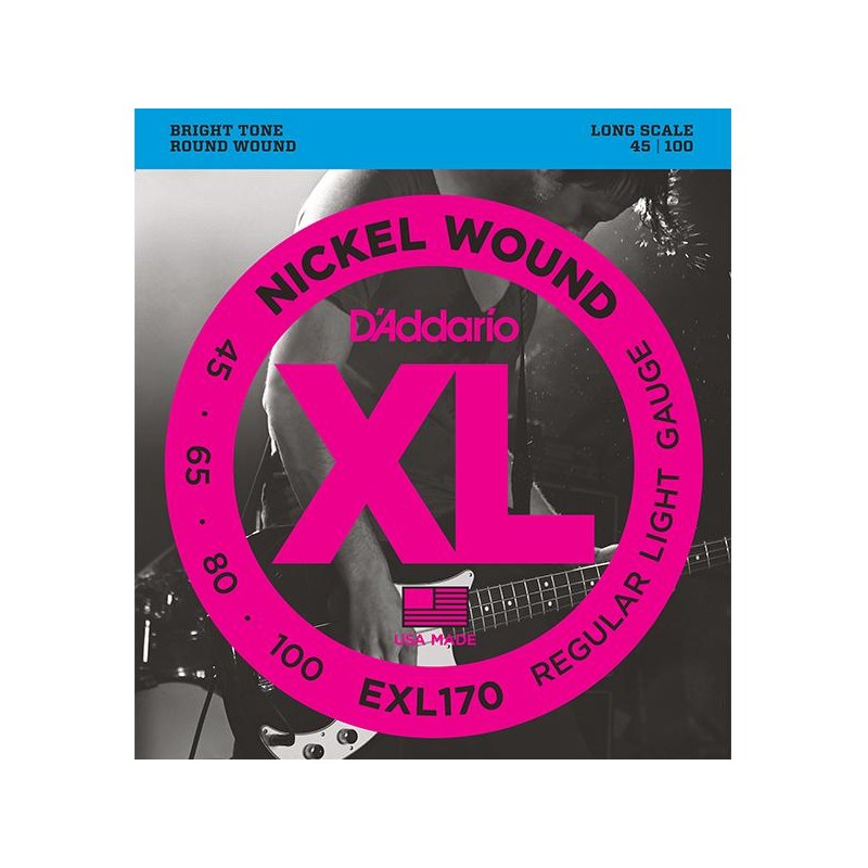 Cordes de basse électrique D'Addario EXL170 El. Bass .045-.100 Nickel R/W. Long Scale Soft