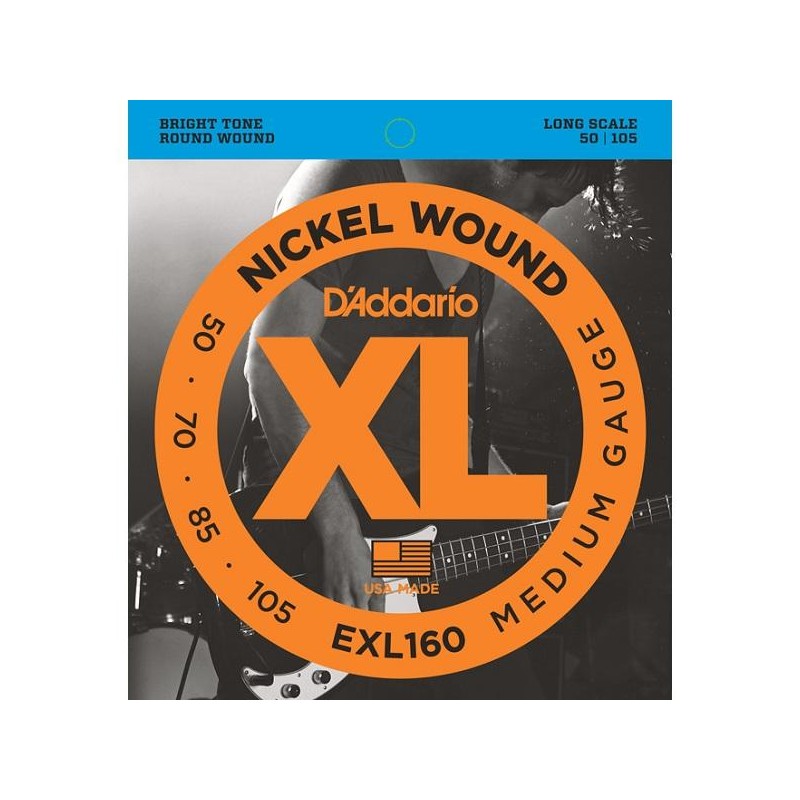 Cordes de Basse électrique D'Addario EXL 160 El. Bass .050-.105 Nickel Round W. Long Scale Regular
